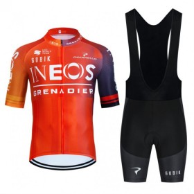 Set Fietsshirt + Korte Koersbroek 2024 INEOS Grenadiers Oranje